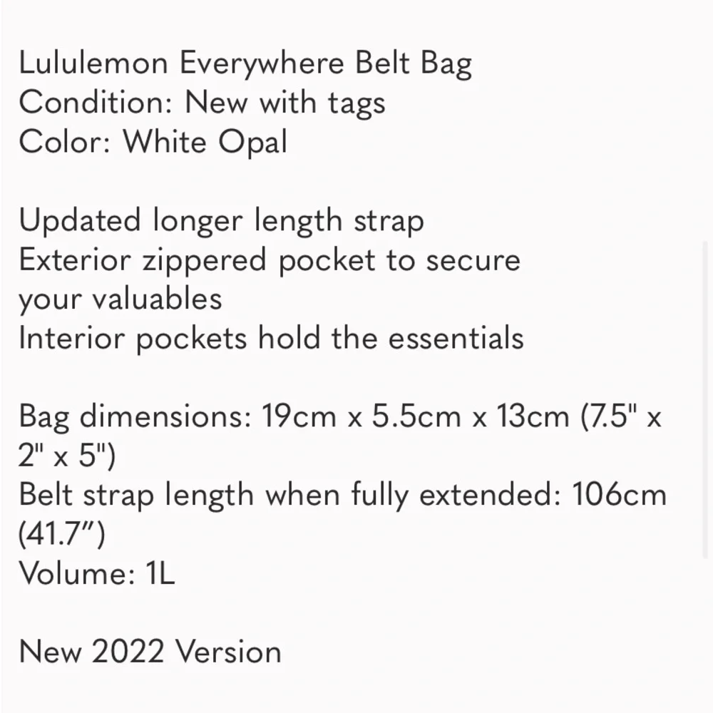 NWT LULULEMON Everywhere Belt bag White Opal - Picture 6 of 6